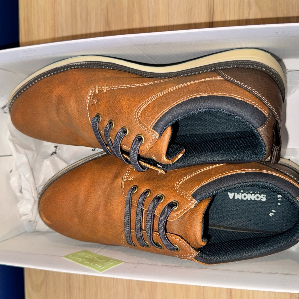Sonoma Boys Dress Shoes | Size 3 | Cognac Brown | Memory Foam